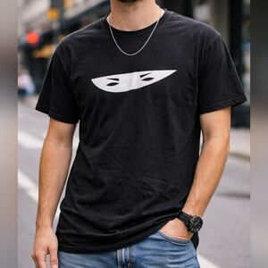 Ninja Eyes Black Graphic T Shirt XL Short Sleeve Minimalist Streetwear